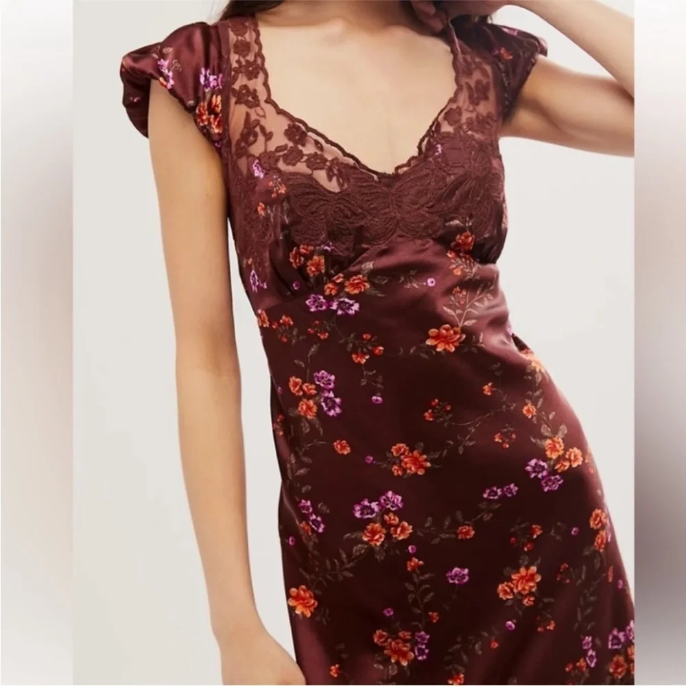 Free People Butterfly Babe Dress in Brown Combo
